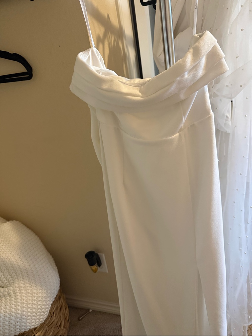 Lulus strapless White Fold-Over Neck Evening Gown